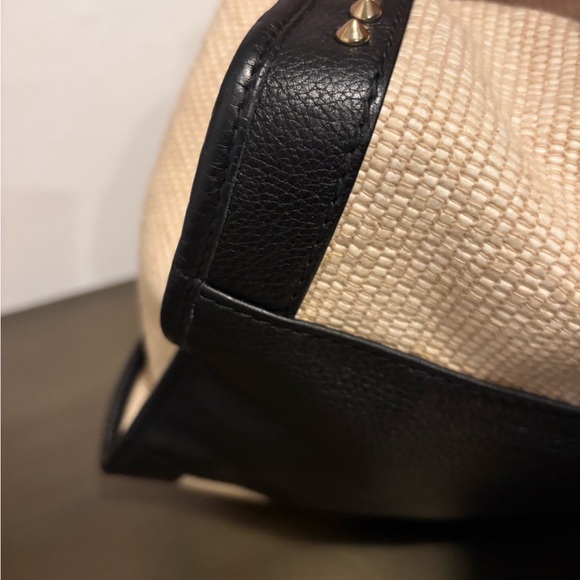 Gucci Studded Raffia and Black leather Stirrup Tote Bag - Picture 8 of 16